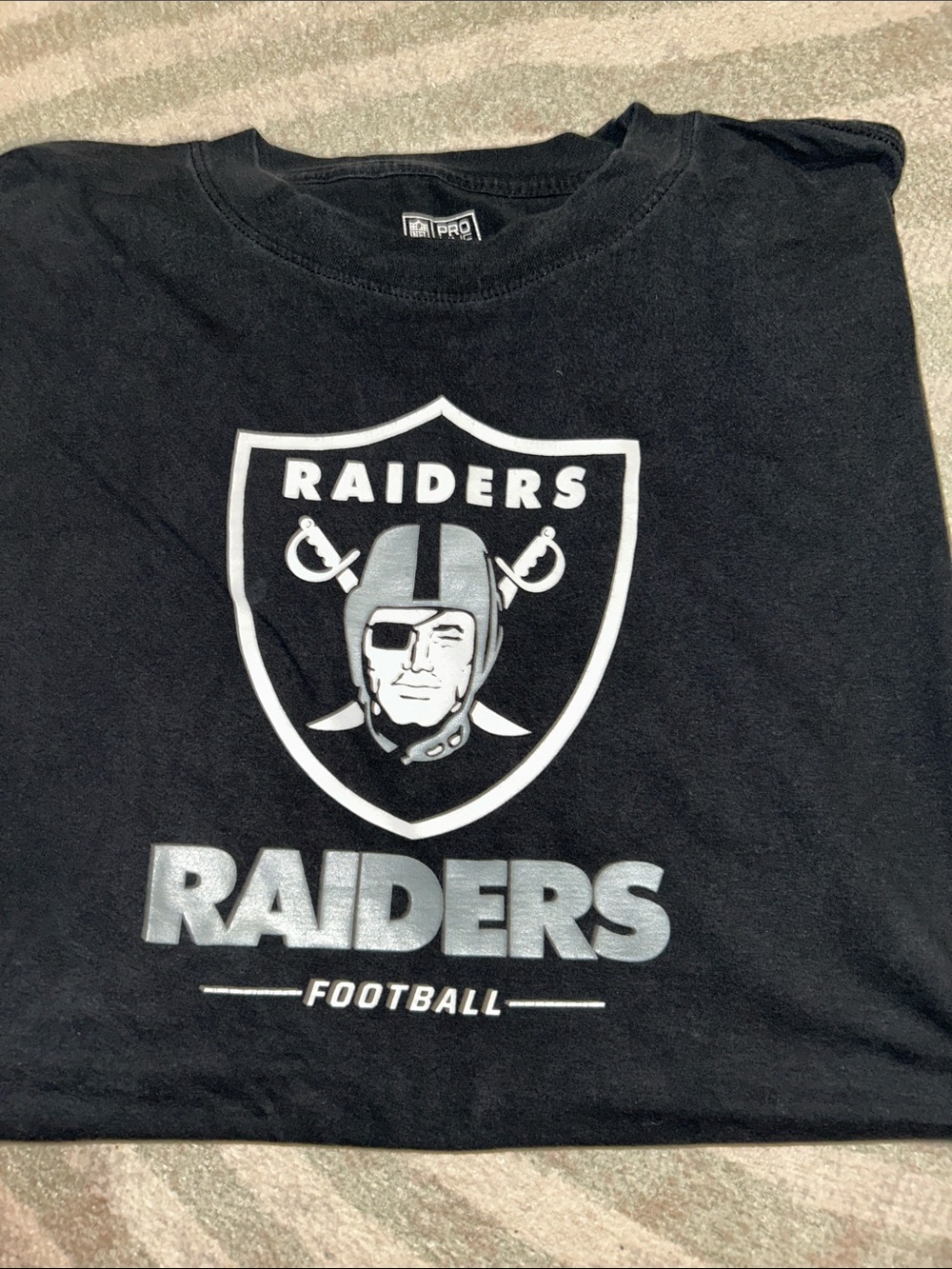 Fanatics Black Raiders Graphic Tee with Silver Logo